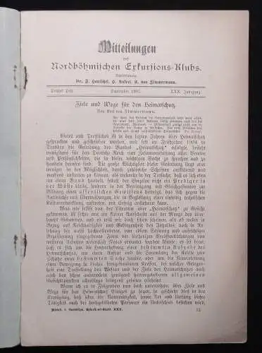 Mitteilungen des Nordböhmischen Exkursions-Klubs Heft  1-4 1907 Geschichte