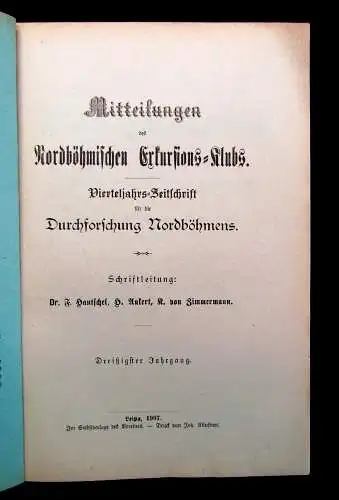 Mitteilungen des Nordböhmischen Exkursions-Klubs Heft  1-4 1907 Geschichte