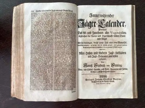 Fleming Der Vollkommene Teutsche Jäger Darinnen Erde,Gebirge,Kräuter 1719