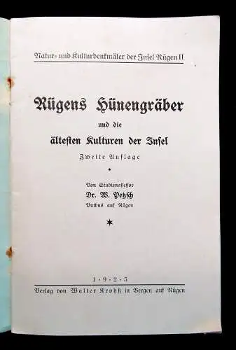 Petzsch Rügens Hünengräber und die ältesten Kulturen der Insel 1925 Natur