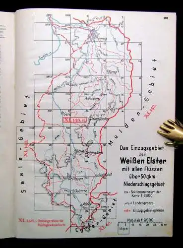 Die Wassersäulen des Landes Sachsen Verzeichnis Einzugsgebietsgrößen,Längen 1935