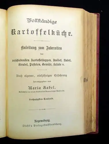 Aabel`s Neues illustriertes bewährtes Kochbuch 4 Teile in 1 Band 1891 Servieren