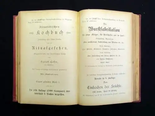 Aabel`s Neues illustriertes bewährtes Kochbuch 4 Teile in 1 Band 1891 Servieren