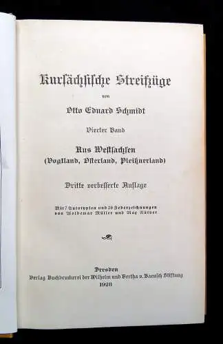 Schmidt Kursächsische Streifzüge 1924-30 Bde  1-7 komplett  Sachsen mb