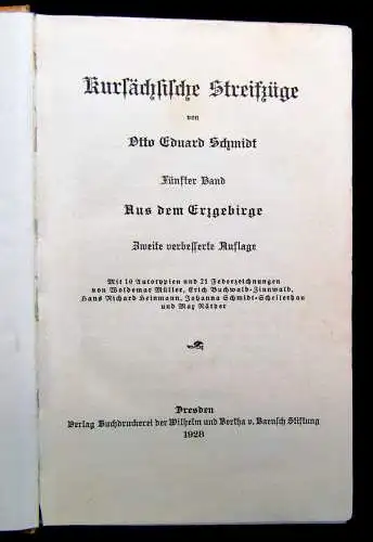 Schmidt Kursächsische Streifzüge 1924-30 Bde  1-7 komplett  Sachsen mb