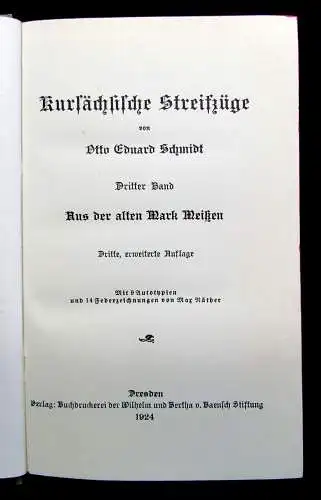 Schmidt Kursächsische Streifzüge 1924-30 Bde  1-7 komplett  Sachsen mb