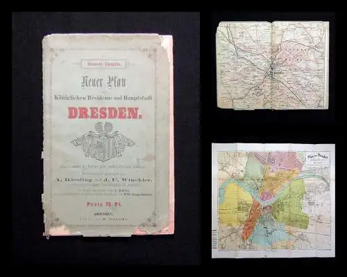 Kiesling Neuer Plan königl. Residenz-u. Hauptstadt  Dresden um 1875 sehr selten