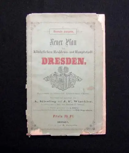 Kiesling Neuer Plan königl. Residenz-u. Hauptstadt  Dresden um 1875 sehr selten