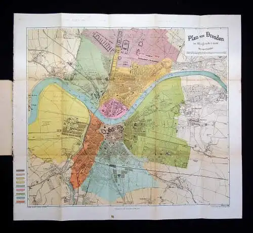 Kiesling Neuer Plan königl. Residenz-u. Hauptstadt  Dresden um 1875 sehr selten