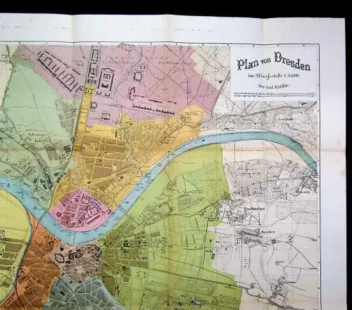 Kiesling Neuer Plan königl. Residenz-u. Hauptstadt  Dresden um 1875 sehr selten