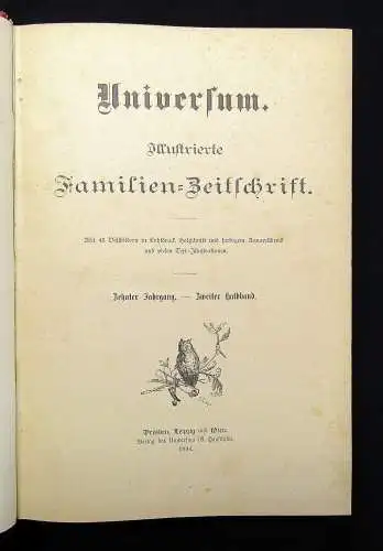 Universum Illustrierte Familien- Zeitschrift 10.Jhg. Zweiter Halbband 1894