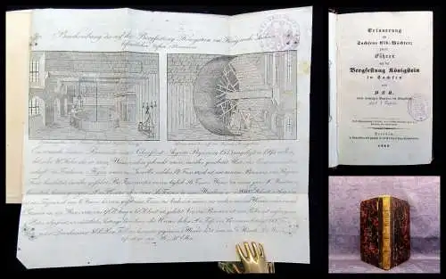 Erinnerung an Sachsens Elb-Wächter Bergfestung Königstein 1841 mit 3 Tafeln