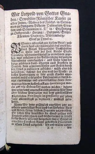 Beer Ausführliche und Grundrichtige Beschreibung Des ganzen Rheinstroms um 1685