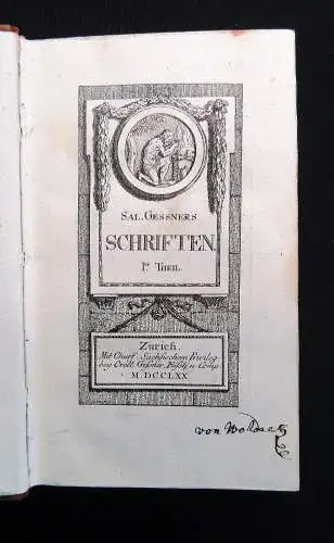 Gessner, Salomon Schriften. 5 Bände in 3.  1770 - 1772 Lyrik Literatur