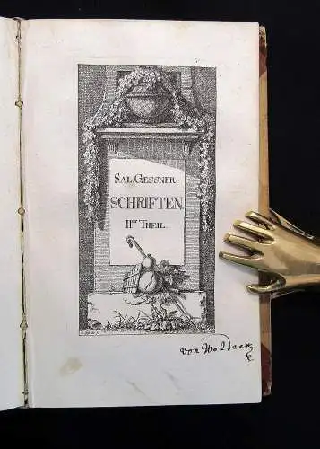 Gessner, Salomon Schriften. 5 Bände in 3.  1770 - 1772 Lyrik Literatur