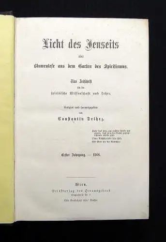 Delhez Licht des Jenseits oder Blumenlese aus dem Garten des Spiritismus 1866