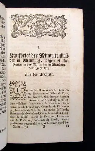 Altes aus allen Theilen der Geschichte Urkunden 4 Teile (v. 12) in 1 Band 1760