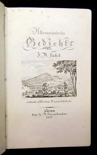 Hebel Allemannische Gedichte 1858 Belletristik Literatur Lyrik Erzählungen