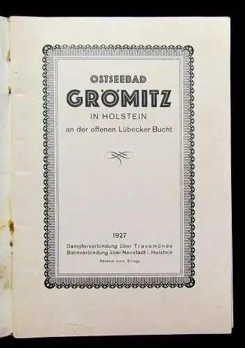 Ostseebad Grömitz in Holstein Das Familienbad der Sonnenseite 1927 Ortskunde