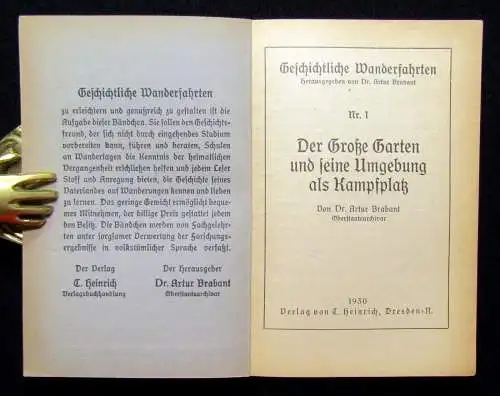 Brabant Geschichtliche Wanderfahrten Nr. 1 Der Große Garten 1930 Reiseführer