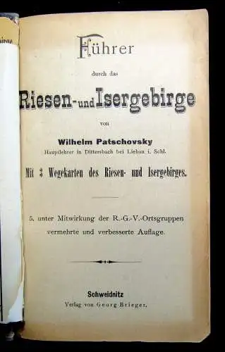 2x Führer durch das Riesen-und Isergebirge +Beigabe Karte Beigabe Führer 1904