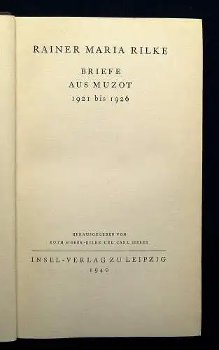 Rainer Maria Rilke Briefe in 6 Bänden 1938- 1941 Belletristik  Insel-Verlag