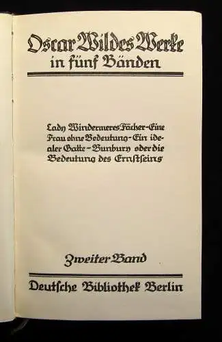 Oscar Wildes Werke in 5 Bänden 1922 Erzählungen Lebenswerk Gedichte Lyrik