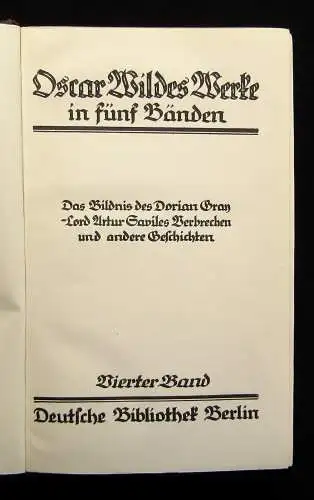 Oscar Wildes Werke in 5 Bänden 1922 Erzählungen Lebenswerk Gedichte Lyrik