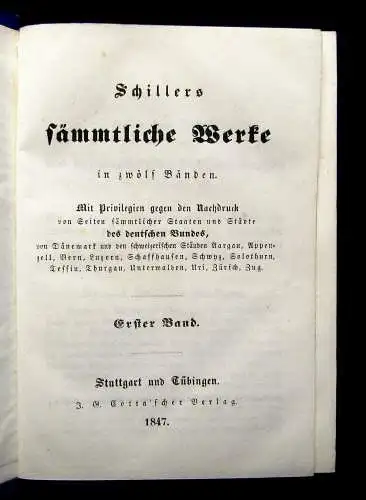 Schillers sämmtliche Werke 1-12 in 6 Bänden 1847 Klassiker Belletristik Lyrik