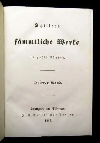 Schillers sämmtliche Werke 1-12 in 6 Bänden 1847 Klassiker Belletristik Lyrik