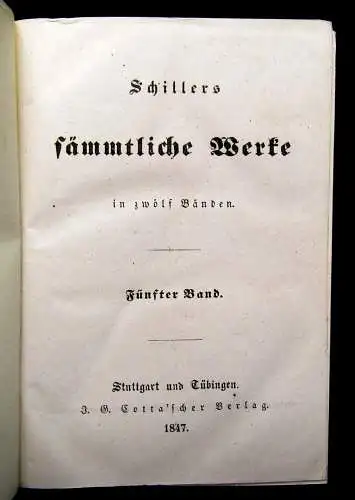 Schillers sämmtliche Werke 1-12 in 6 Bänden 1847 Klassiker Belletristik Lyrik