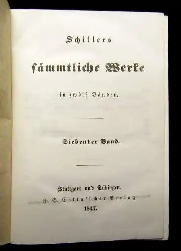 Schillers sämmtliche Werke 1-12 in 6 Bänden 1847 Klassiker Belletristik Lyrik