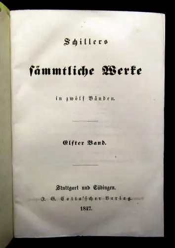 Schillers sämmtliche Werke 1-12 in 6 Bänden 1847 Klassiker Belletristik Lyrik