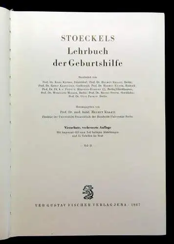 Kraatz Stoeckels Lehrbuch der Geburtshilfe 3 Bde. 1966/67 Biologie Vermehrung