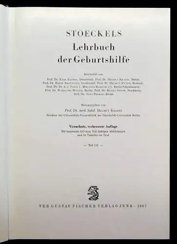 Kraatz Stoeckels Lehrbuch der Geburtshilfe 3 Bde. 1966/67 Biologie Vermehrung