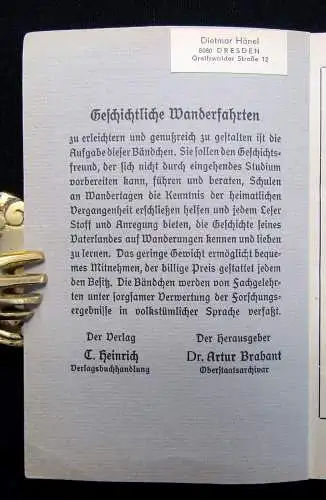 Scheiblich Geschichtliche Wanderfahrten Nr. 2 Von alten Wegen Dresden 1930