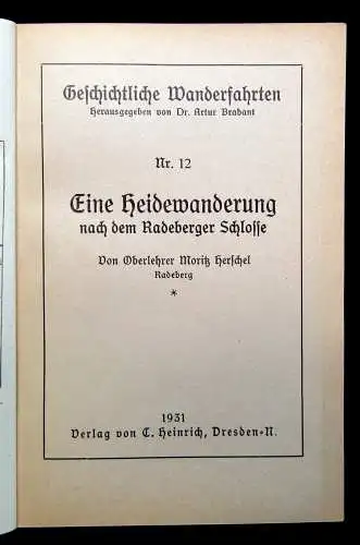 Herschel Geschichtliche Wanderfahrten Nr. 12 Eine Heidewanderung 1931