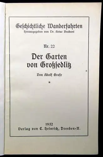 Grafe Geschichtliche Wanderfahrten Nr. 22 Der Garten von Großsedlitz 1932