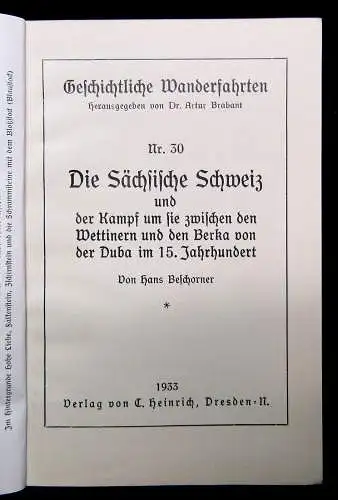 Beschorner Geschichtliche Wanderfahrten Nr. 30 Die sächsische Schweiz 1933