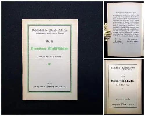 Müller Geschichtliche Wanderfahrten Nr. 11 Dresdner Musikstätten 1931