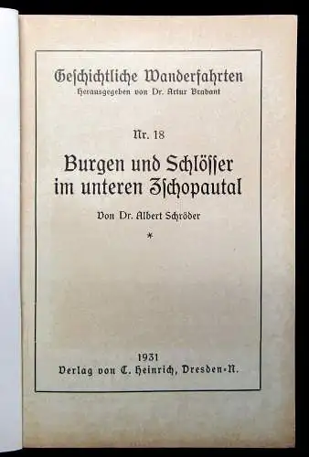 Schröder Geschichtliche Wanderfahrten Nr. 18 Burgen und Schlösser 1931