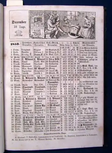 nieritz Deutscher Volkskalender auf das Jahr 1853 3. Jahrgang illustriert js