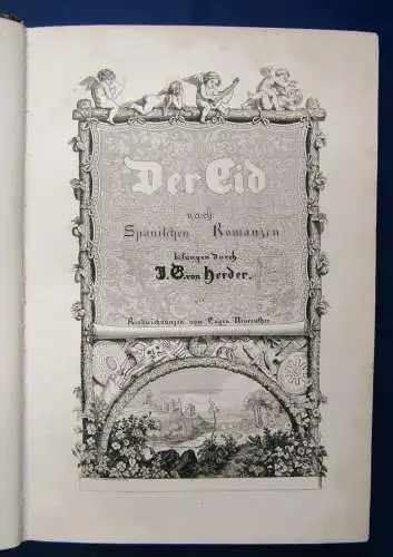 Herder Der Eid nach spanischem Romanzen 1838 Handzeichnungen Belletristik js