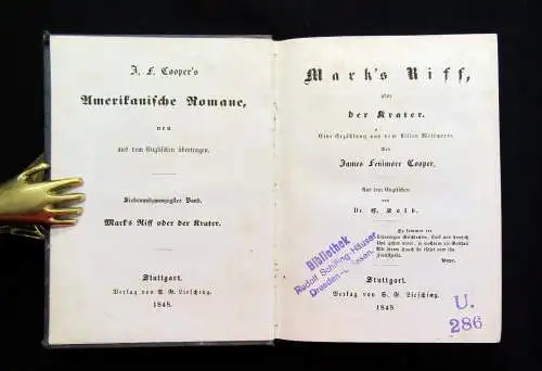 Cooper J.F. Amerikanische Romane Mark`s Riff oder der Krater 1848, 27. Band