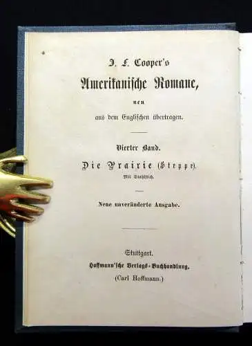 Friedenberg Die Prairie Eine Erzählung von Cooper J.F. um 1850 4.Band Abenteuer