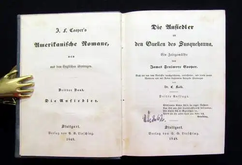 Cooper J.F. Amer. Romane Die Ansiedler an den Quellen des Susquehanna 3.Bd.1848