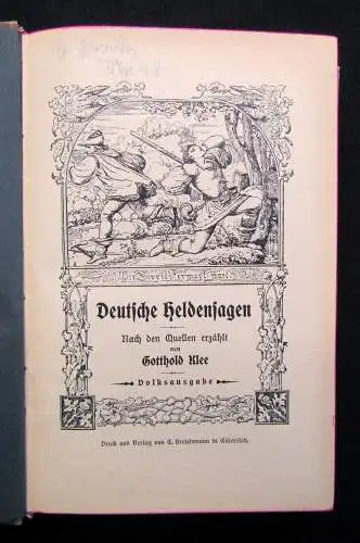 Klee Die deutschen Heldensagen Volksausgabe um 1900 Literatur Sagen Märchen