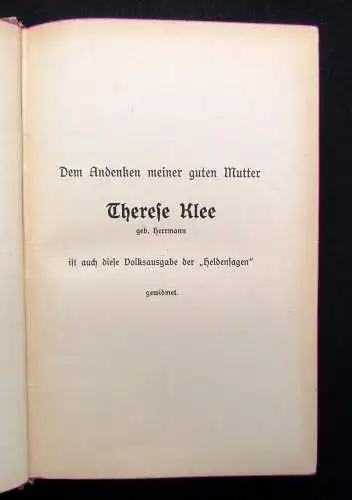 Klee Die deutschen Heldensagen Volksausgabe um 1900 Literatur Sagen Märchen