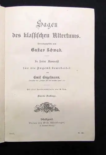 Schwab Sagen des klassischen Altertums um 1897 5 Farbdruckbilder Literatur