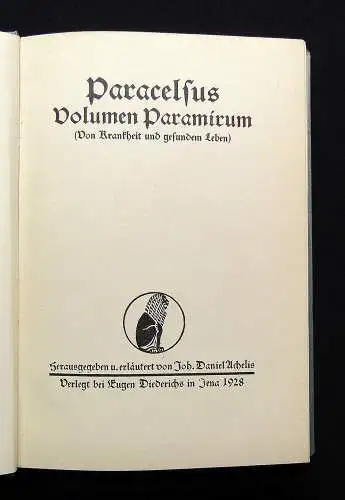 Achelis Paracelsus Von Krankheit und gesundem Leben 1928 Studium und Wissen